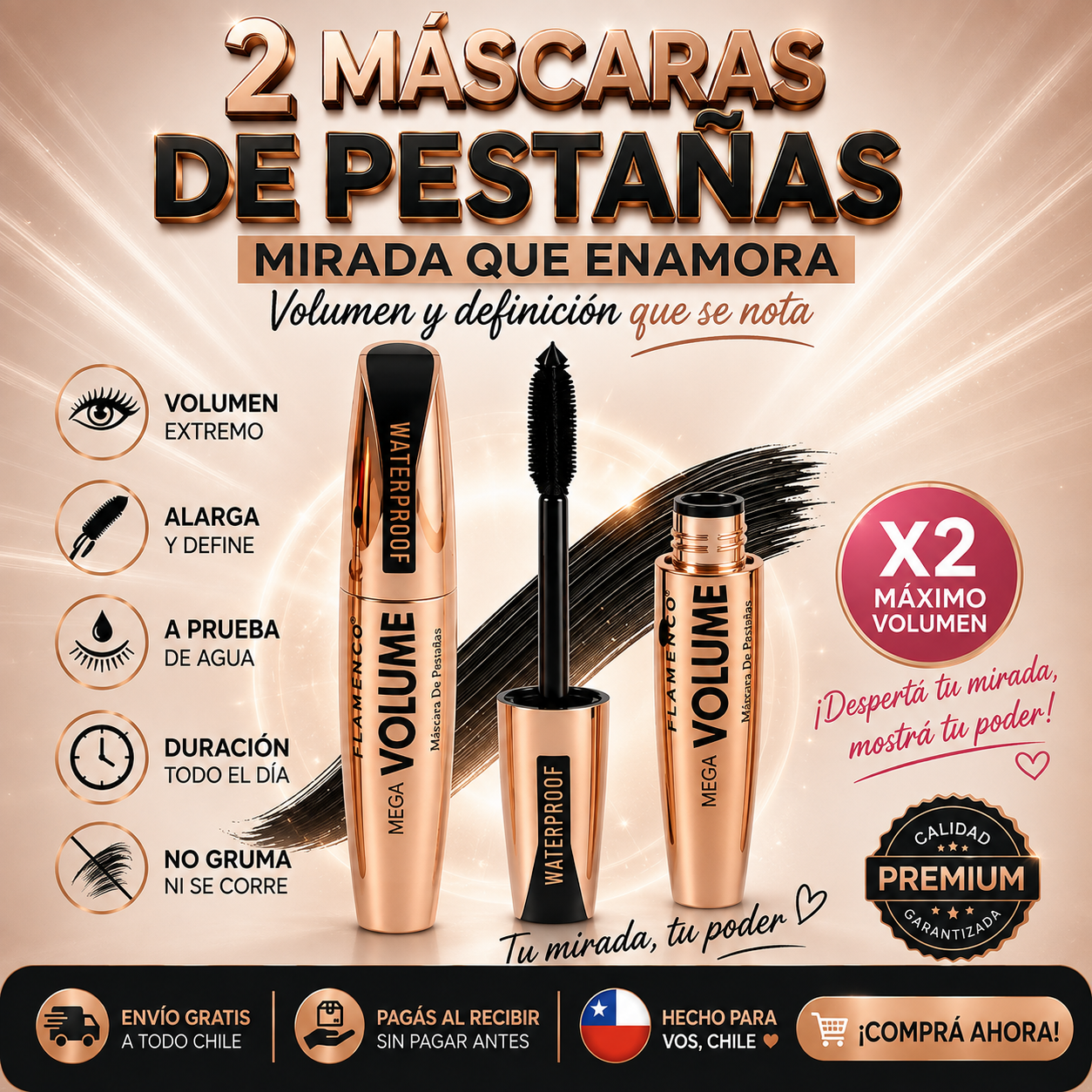 Mascara de Pestañas Flamenco Mega-Volume