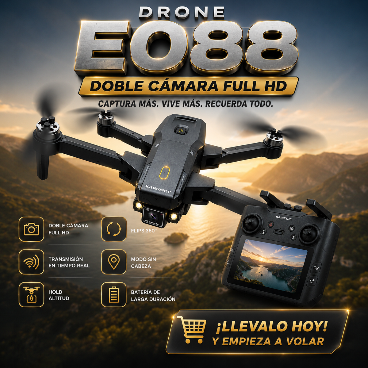 Drone E088 Doble Cámara Full HD