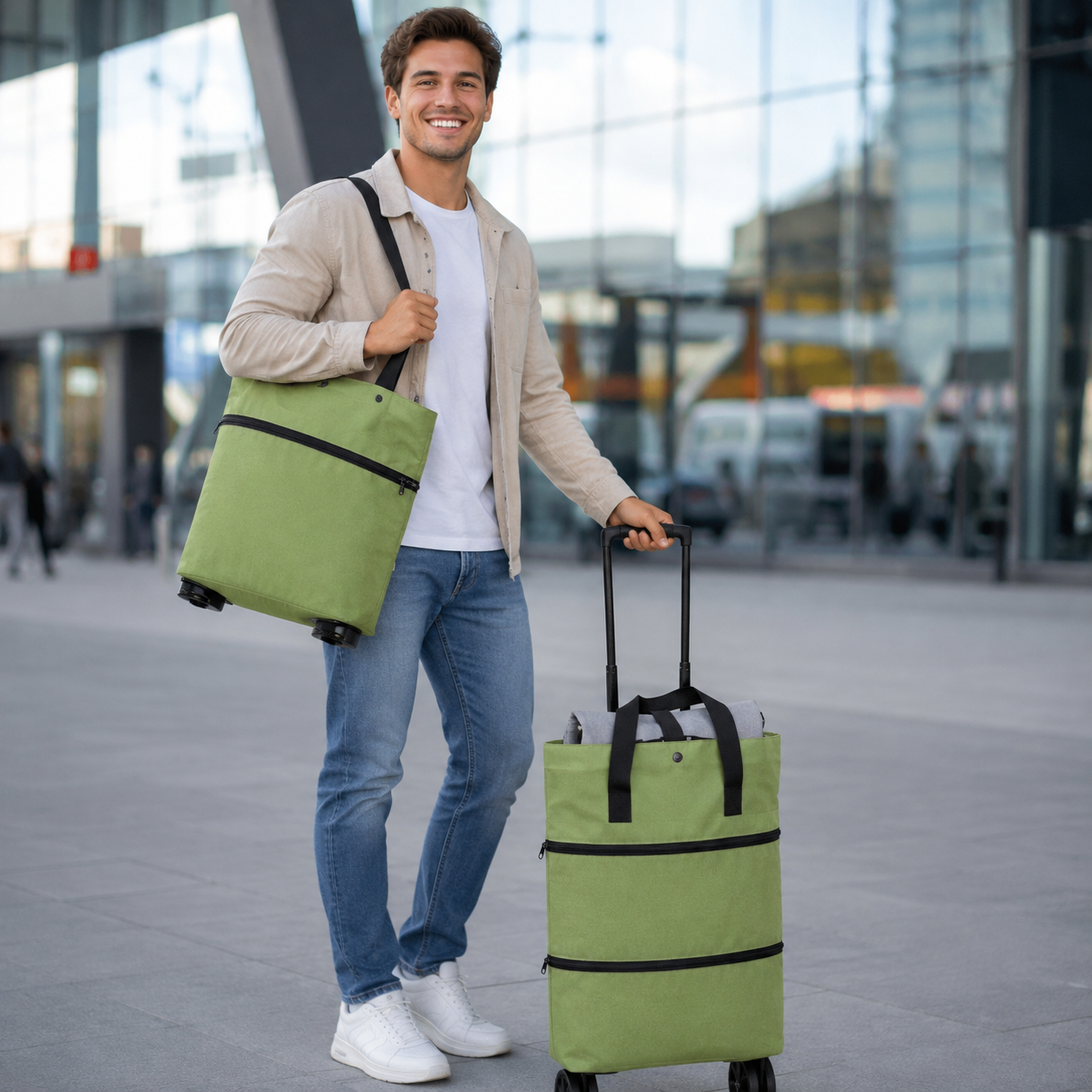 Bolso Plegable con Ruedas 2 en 1