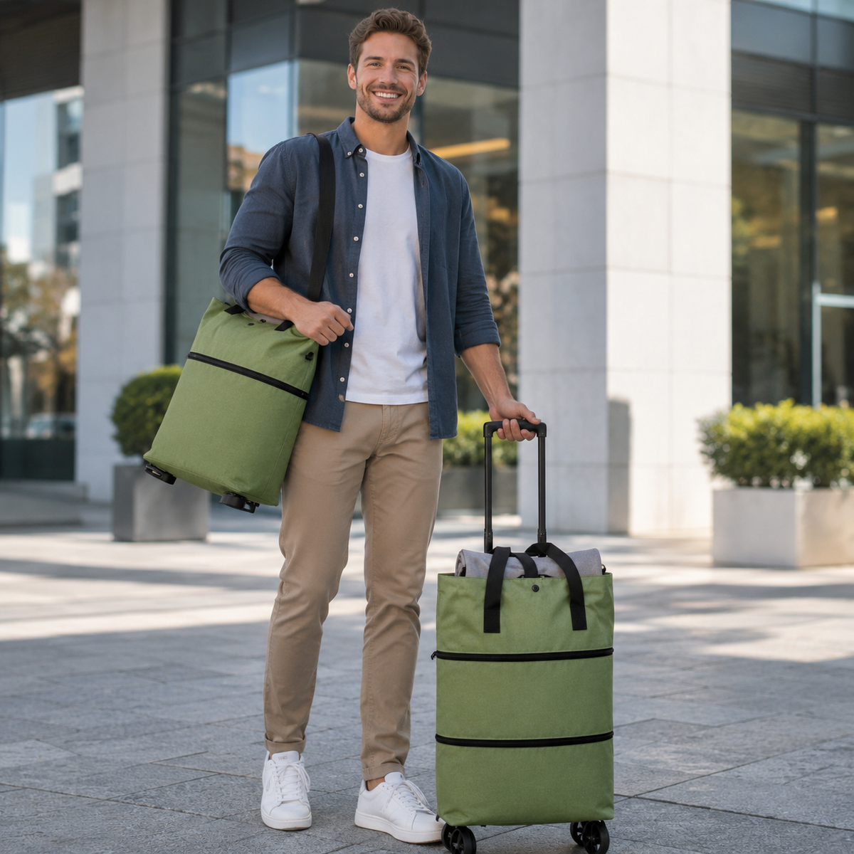 Bolso Plegable con Ruedas 2 en 1